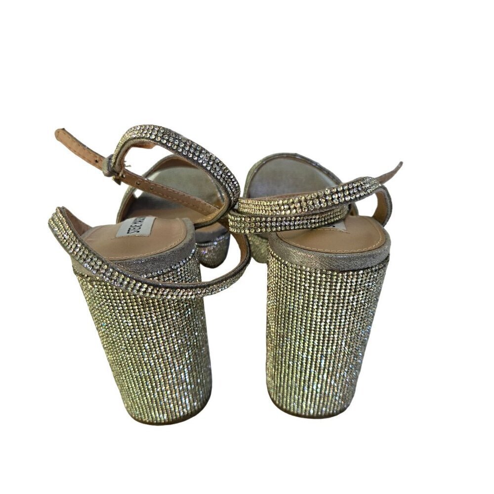 Steve Madden Lessa Platform Sandal Rhinestone Strappy Block Heel Size 10M - Picture 6 of 9